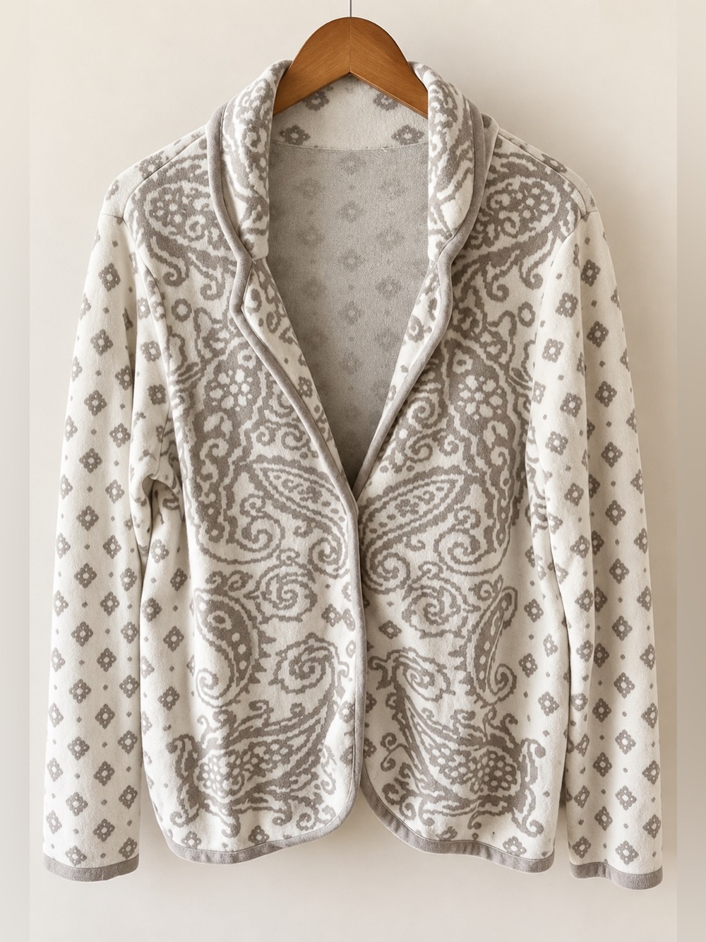 Cream Paisley Medallion Cardigan Blazer - Cozy Cabin Grandpa GUC No Tag L #700